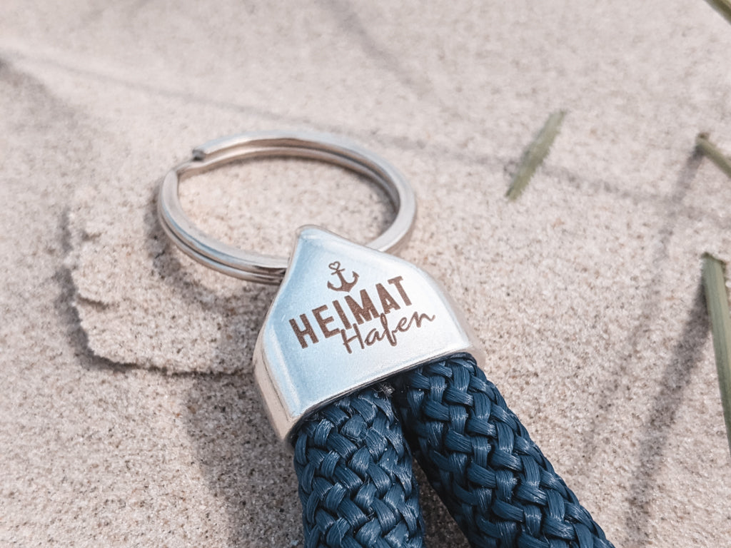 Pottarmband Segelseil / Kordel Schlüsselband "Heimathafen", Farbe blau Art.Nr. 1010