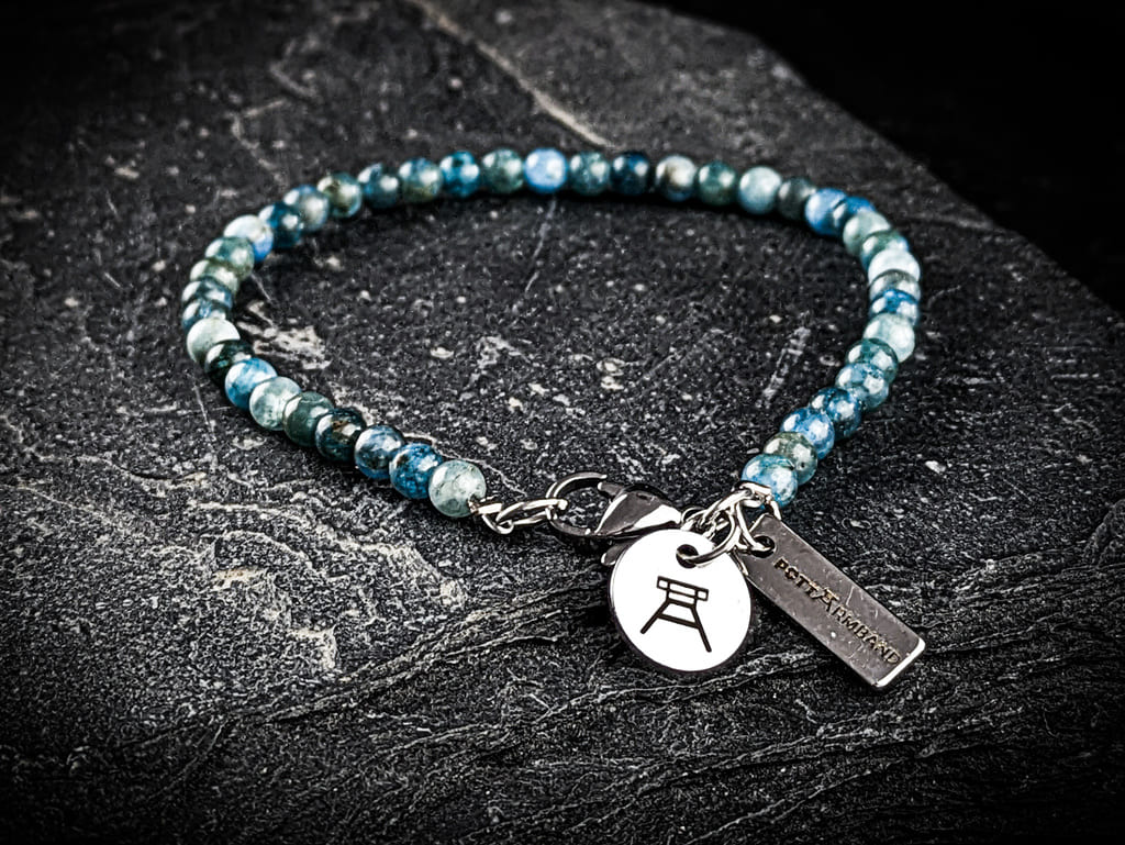 Ruhrgebiet Armband "Zeche", "Schlägel & Eisen" mit Indische Saphir Perlen Art. Nr. 1032