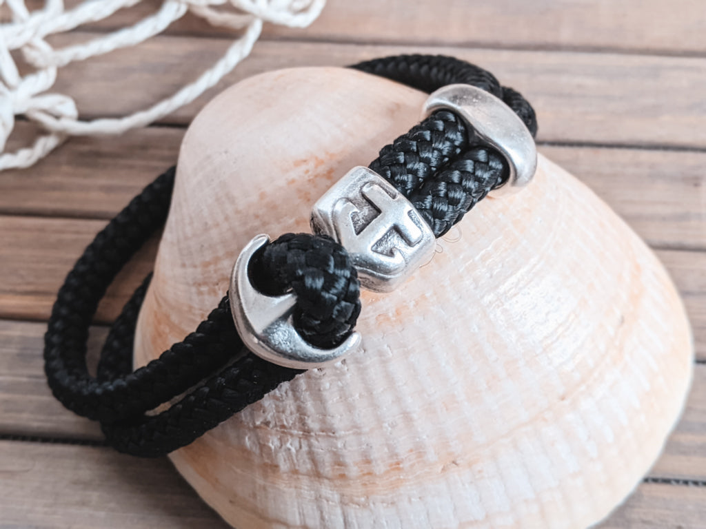 Pottarmband Segeltau Armband mit Ankerverschluss, Farbe schwarz Art.Nr. 1016