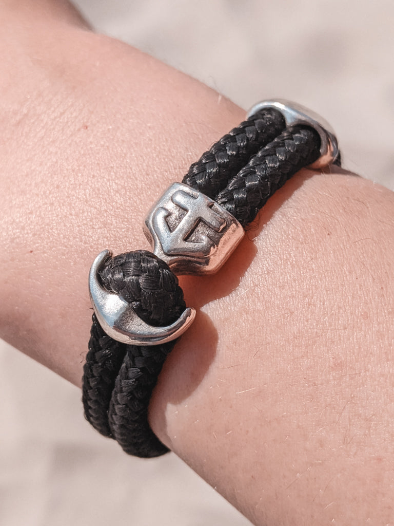 Pottarmband Segeltau Armband mit Ankerverschluss, Farbe schwarz Art.Nr. 1016