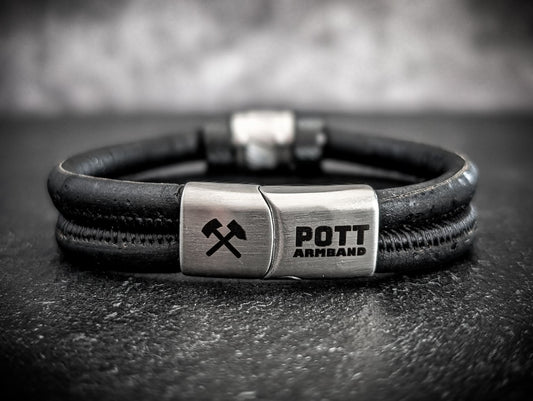 PottArmband Neue Hoffnung – Korkarmband mit silberfarbenem Edelstahl-Magnetverschluss und Schiebern Art.Nr. 1406