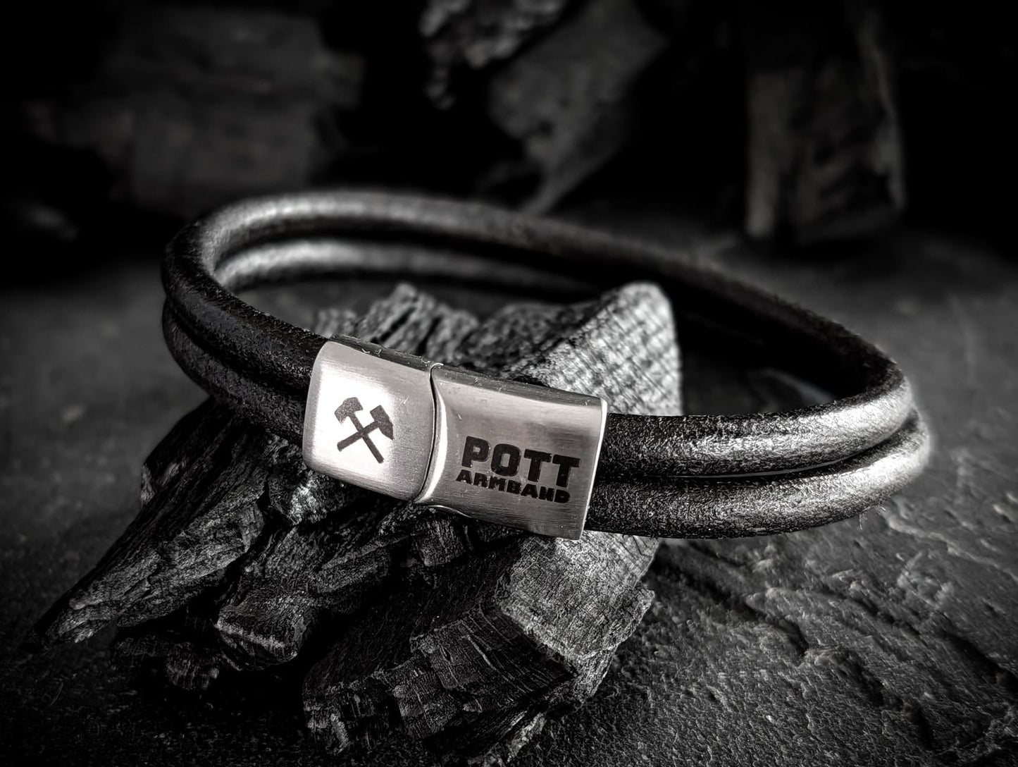 PottArmband Neue Hoffnung – Lederarmand mit silberfarbenem Edelstahl-Magnetverschluss Art.Nr. 1409