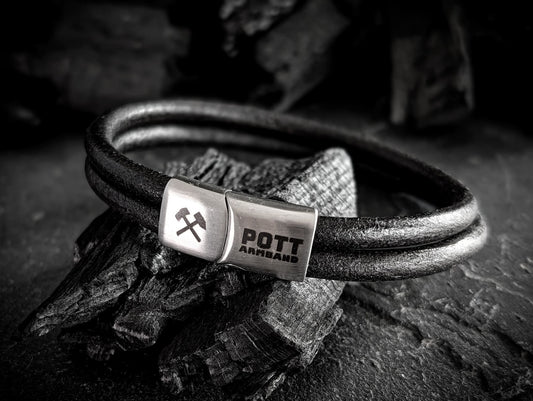 PottArmband Neue Hoffnung – Lederarmand mit silberfarbenem Edelstahl-Magnetverschluss Art.Nr. 1409