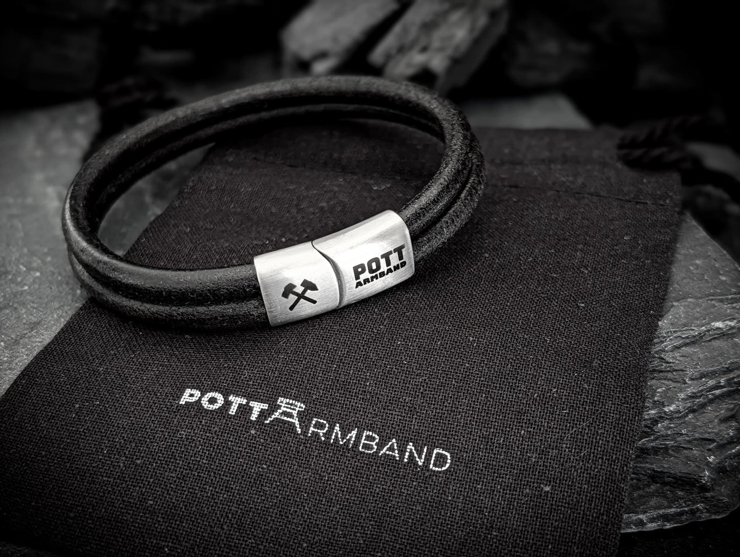 PottArmband Neue Hoffnung – Lederarmand mit silberfarbenem Edelstahl-Magnetverschluss Art.Nr. 1409