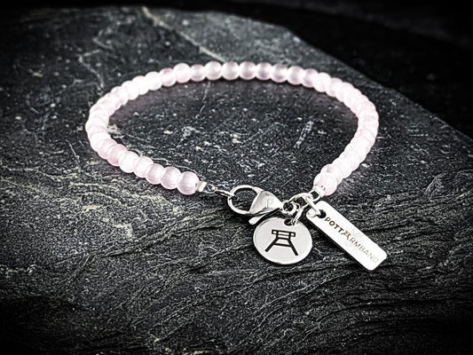 Ruhrgebiet Armband "Zeche", "Schlägel & Eisen" Rosenquarzperlen Art. Nr. 1102