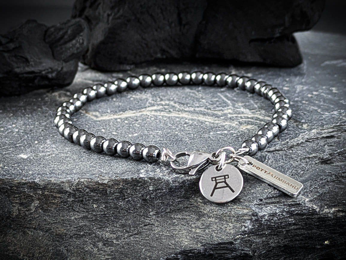 Ruhrgebiet Armband "Zeche", "Schlägel & Eisen" Hämatitperlen Art. Nr. 1094