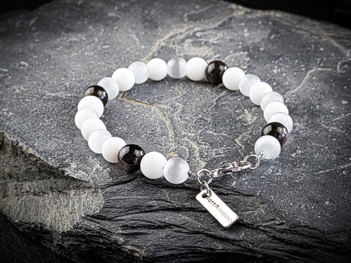 Ruhrgebiet Armband mit Mondstein und Obsidian Natursteinperlen Art. Nr. 1071