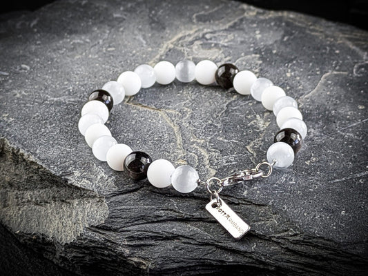 Ruhrgebiet Armband mit Mondstein und Obsidian Natursteinperlen Art. Nr. 1071