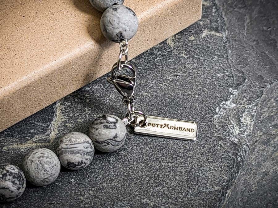 Ruhrgebiet Armband mit Edelsteinperlen Grauer Seiden-Jaspis Art. Nr. 1044