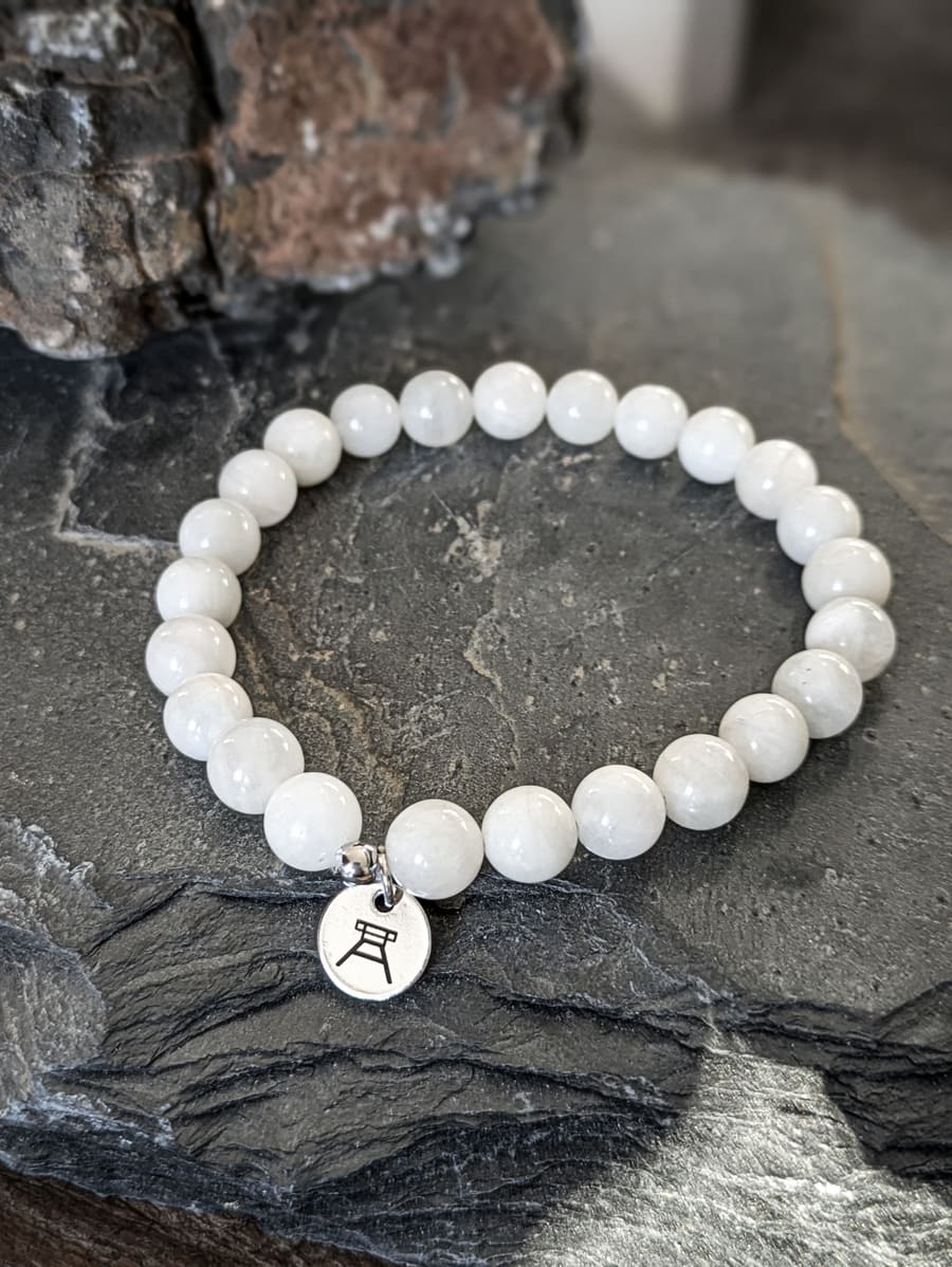 Ruhrgebiet Armband "Zeche", "Schlägel & Eisen" mit Mondsteinperlen Art. Nr. 1033