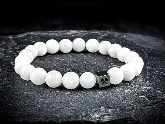 Ruhrgebiet Armband mit Mondsteinperlen & Edelstahlwürfel Art. Nr. 1153