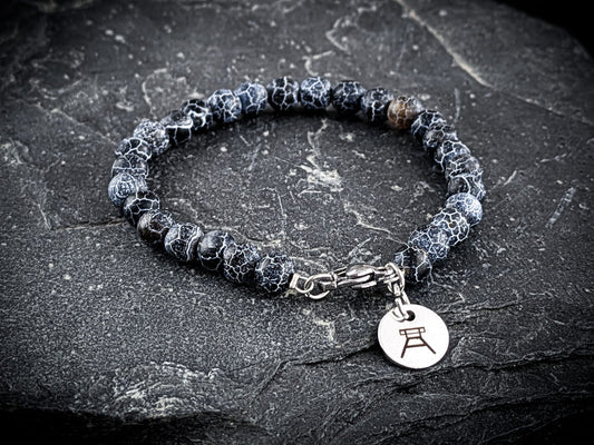 Ruhrgebiet Armband "Zeche", "Schlägel & Eisen" Achatperlen, schwarz Art.Nr. 1030
